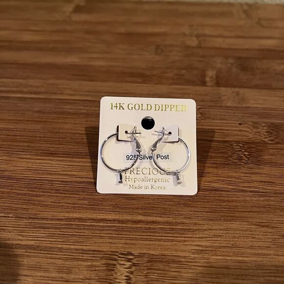 Earrings Silver Huggie Hoop / Crystal Charms Fashion Drop Dangle Earrings Baddie - Picture 6 of 11